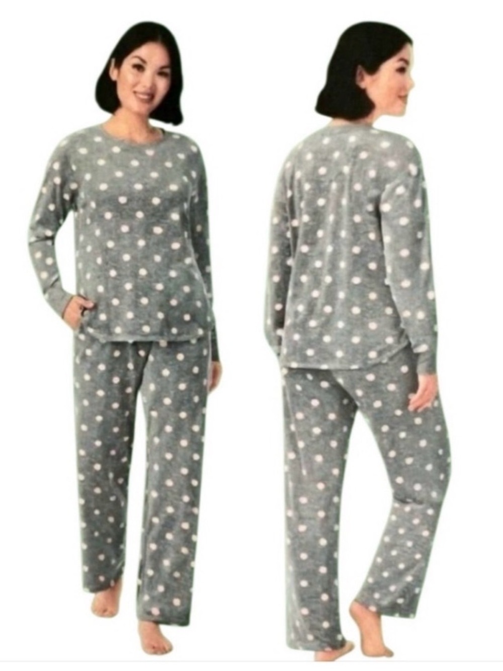 Kate Spade ♠️ Grey Polka Dot Long Sleeve Pajama Set. Size XL. Almost new!